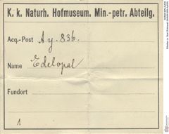 Etiketten zu Opal (Edelopal) (NHMW-MIN-Ay836)